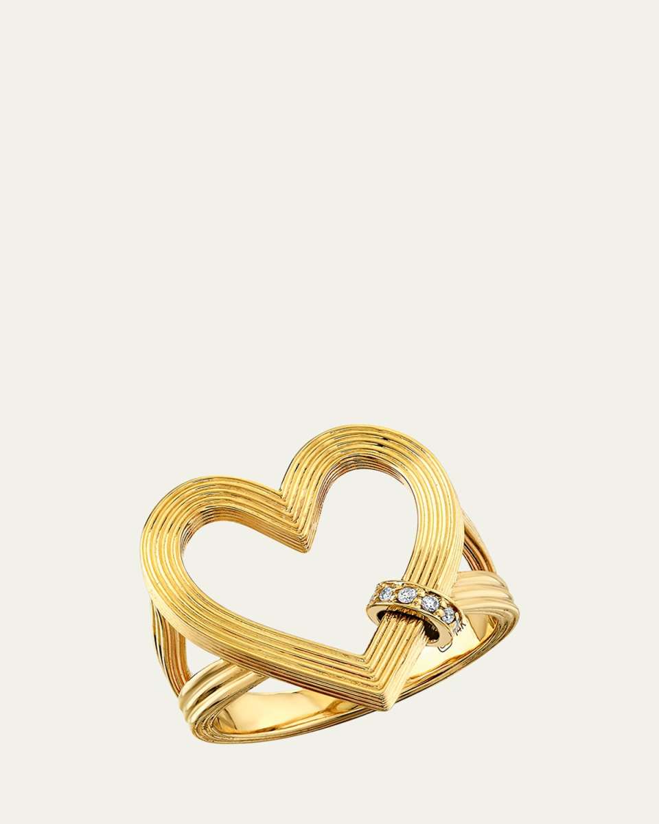 Fluted Heart Diamond Rondelle Ring